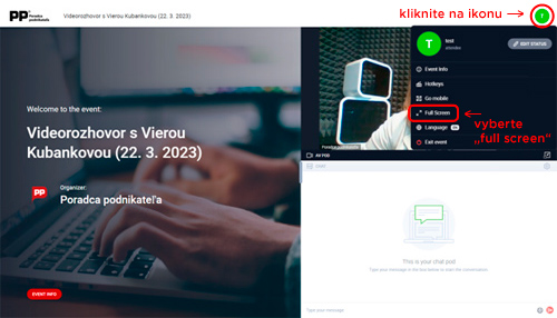 Rozkliknite ikonku a vyberte monos full screen